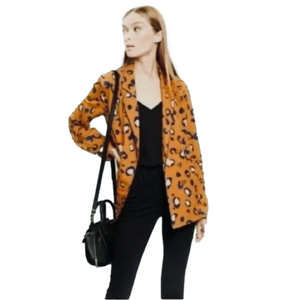 3.1 PHILIP LIM x Target Double Breasted Blazer Orange w/ Blue Leopard Print